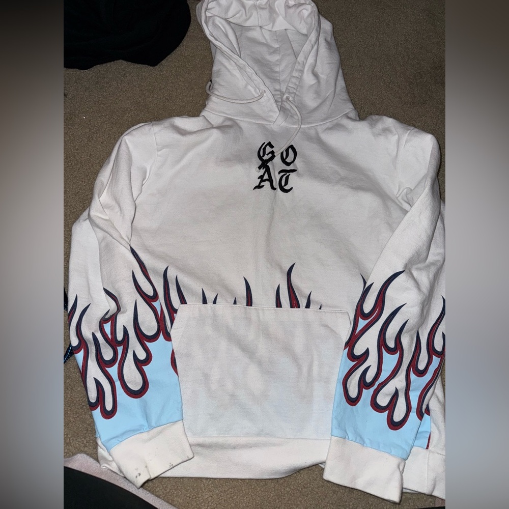 White Hoodie with Flame Design